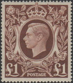 Definitives £1 Stamp (1939) Brown
