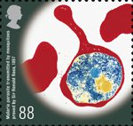 Medical Breakthroughs 88p Stamp (2010) Malaria parasite transmitted by mosquitoes proved by Sir Ronald Ross 1897