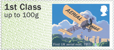 1st, First UK aerial mail, 1911 from Post & Go : Royal Mail Heritage : Mail by Air (2017)