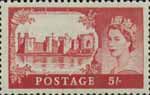 Wilding Castle Defininitive 5s Stamp (1955) red
