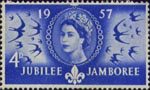 World Scout Jubilee Jamboree 4d Stamp (1957) 'Scouts coming to Britain'