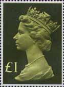 High Value Definitives 1977-1987 �1 Stamp (1977) Head, Olive Green - tint, pale greenish yellow