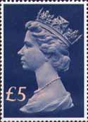 High Value Definitives 1977-1987 �5 Stamp (1977) Head, Royal Blue - tine, pale pink