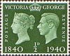 Centenary of First Adhesive Postage Stamps 0.5d Stamp (1940) Green