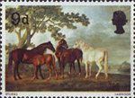 British Painters 9d Stamp (1967) 'Mares and Foals in a Landscape' (George Stubbs)