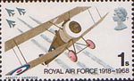British Anniversaries 1s Stamp (1968) Sopwith Camel and English Electric Lightning Fighters