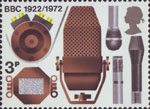 BBC & Broadcasting History 3p Stamp (1972) Microphones
