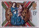 Christmas 8p Stamp (1974) Virgin and Child (Ottery St mary Church, c 1350)