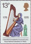 British Cultural Traditions 13p Stamp (1976) Welsh Harpist