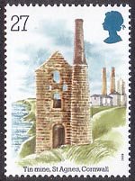 Industrial Archaeology 27p Stamp (1989) Tin Mine. St Agnes Head, Cornwall