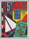 Europa. Games and Toys 35p Stamp (1989) Toy Robot, Boat and Doll's House