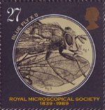 Microscopes 27p Stamp (1989) Caliphora erythrocaphala (fly) (x5)