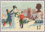 Christmas 1990 17p Stamp (1990) Building a Snowman