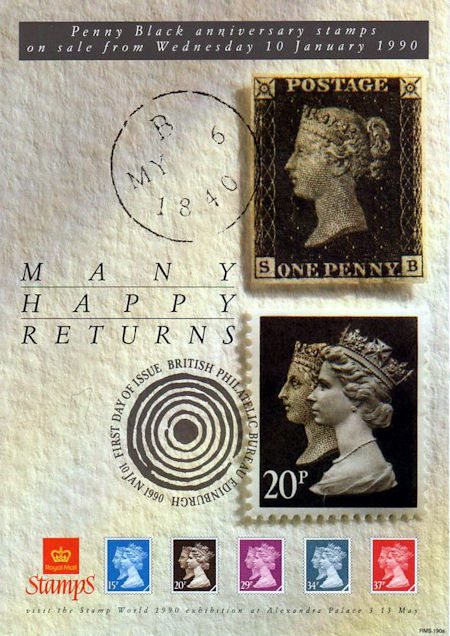 Penny Black Anniversary Stamps 1840 - 1990