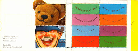 Booklet pane for Greetings Booklet Stamps. Smiles (1991)