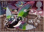 Greetings Booklet Stamps 'Good Luck' 1st Stamp (1991) Magpies and Charm Bracelet