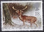 The Four Seasons. Wintertime 18p Stamp (1992) Fallow Deer in Scottish Forest