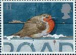 41p, European Robin on Road Sign from Christmas 1995 (1995)