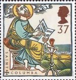 St Augustine and St Columba - Missions of Faith 37p Stamp (1997) St Columba on Iona