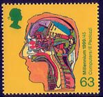 Inventors Tale 63p Stamp (1999) Computer inside Human Head (Alan Turing's work on computers)