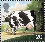 Patients Tale 20p Stamp (1999) Vaccinating Child (pattern in cows markings) (Jenner's development of smallpox vaccine)