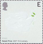 The Nobel Prize E Stamp (2001) Embossed Dove (Peace)