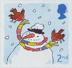 Christmas 2001 2nd Stamp (2001) Robins with Snowman