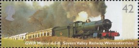 Classic Locomotives 42p Stamp (2004) GWR Manor Class Bradley Manor, Severn Valley Railway, Worcestershire