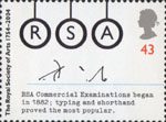 The Royal Society of Arts 43p Stamp (2004) 'RSA' as Typwriter Keys and Shorthand