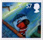 Christmas 2004 57p Stamp (2004) With Umbrella in Rain