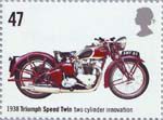 Motorcycles 47p Stamp (2005) Triumph Speed Twin, Two Cylinder Innovation (1938)
