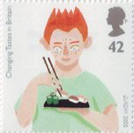 Changing Tastes in Britain 42p Stamp (2005) Boy eating Sushi