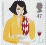 Changing Tastes in Britain 47p Stamp (2005) Woman eating Pasta