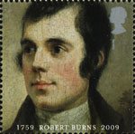 250th Anniversary of Robert Burns 1st Stamp (2009) Burns Portrait