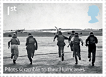 The Battle of Britain 1st Stamp (2015) Pilots scramble to their Hurricanes