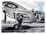 The Battle of Britain 1st Stamp (2015) Armourer replaces ammunition boxes