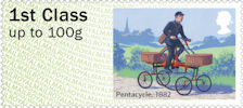 Post & Go : Royal Mail Heritage : Mail by Bike 1st Stamp (2018) Pentacycle, 1882  