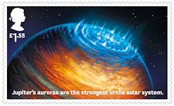 Visions of the Universe £1.55 Stamp (2020) Jupiters auroras
