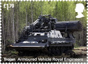 British Army Vehicles £1.70 Stamp (2021) Trojan Armoured Vehicle Royal Engineers