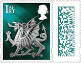 Barcoded Country Definitives 1st Stamp (2022) Wales Dragon
