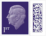 King Charles III  Definitive 1st Stamp (2023) Plum Purple