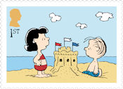 Peanuts 1st Stamp (2025) Lucy and Linus on a beach