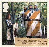 Monty Python 1st Stamp (2025) The panicked cry of “Run away! Run away!” from a failed charge