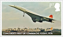 Concorde 1st Stamp (2026) Concorde’s first UK commercial flight, 1976