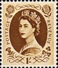 Wilding Definitive 1s Stamp (1953) bistre