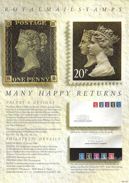 Penny Black Anniversary Stamps 1840 - 1990