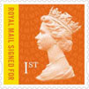 New Definitives 2013 1st Stamp (2013) 1st Signed For Flame with Yellow Flash
