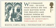 Magna Carta 1st Stamp (2015) Simon De Montfort's Parliament, 1265