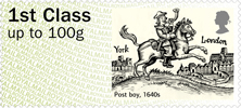 Post & Go : Royal Mail Heritage: Transport 1st Stamp (2016) Post boy, 1640s
