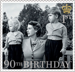HM The Queen’s 90th Birthday 1st Stamp (2016) HM The Queen with Princess Anne and Price Charles 1952